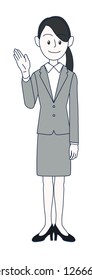 Young female businessman guiding by hand