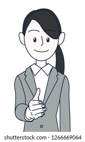 A young female businessman seeking handshake