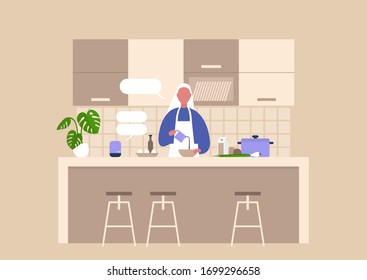 Young Female Character Cooking Food At The Kitchen, Healthy Lifestyle, Culinary Blog, Home Assistant Help, Smart House