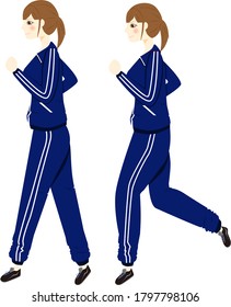 Young female character running on a treadmill in the gym, Sport and Active lifestyle