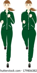 Young female character running on a treadmill in the gym, Sport and Active lifestyle