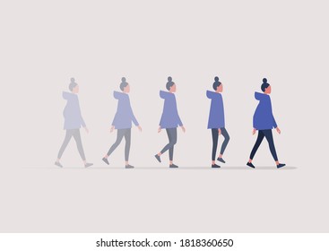 A Young Female Character Walking In A Blurred Motion, An Animation Sequence