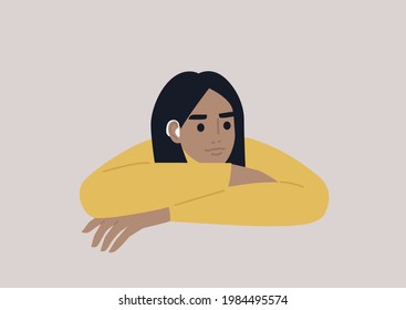 A young female character wearing an amplifying hearing device, modern lifestyle, and health care