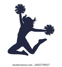 Young female cheerleader, Cheerleader Silhouette in different positions, Cheer Team silhouette