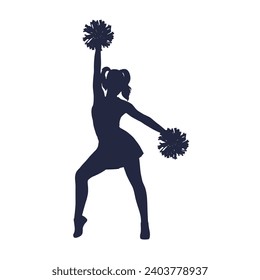 Young female cheerleader, Cheerleader Silhouette in different positions, Cheer Team silhouette