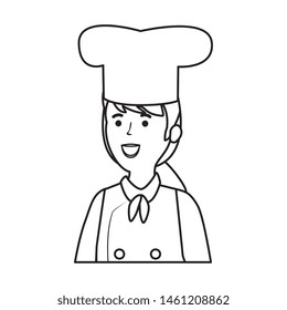 young female chef worker character