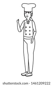 young female chef worker character