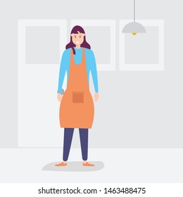 Young female chef worker character