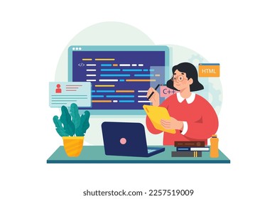 Young Female Computer Programmer Coding At Laptop