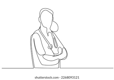 young female doctor stethoscope healthcare line art