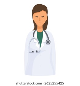 Young female doctor wearing a white coat and stethoscope is smiling