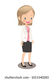 A young female employee wearing a suit
