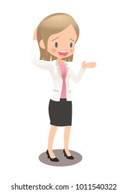 Young female employees wearing a suit make excuses