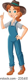 Young female farmer cartoon character illustration