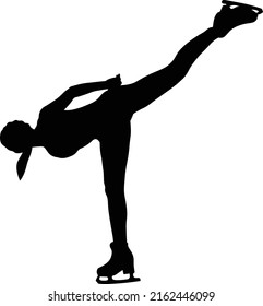 Young Female Figure Skater Black Silhouette