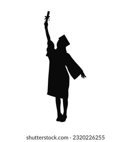 A young female graduted student silhouette 