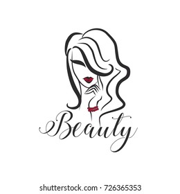 Young Female Hair Beauty Logo Lady Stock Vector (Royalty Free ...