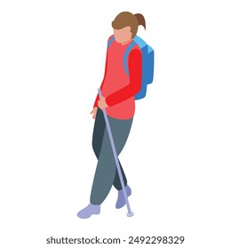 Young female hiker is navigating a trail, showcasing the spirit of outdoor exploration and healthy living