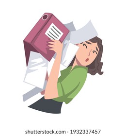 Joven carpeta de portada de mujeres con hoja de papel cayendo en la ilustración del vector