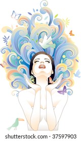 Young female meditating