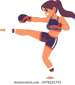 Young Female Muay Thai Kick Boxing Girl