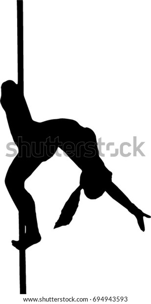 Young Female Pole Dancer Silhouette On Stock Vector Royalty Free