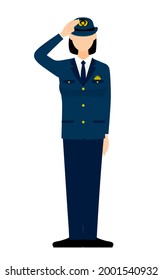 Young female police officer posing, Salute