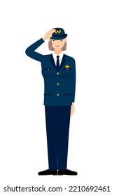 Young female police officer posing, Salute