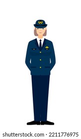 Young female police officer posing, Standing with hands behind back