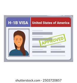 Young female professional holding approved h 1b visa for working in the united states of america