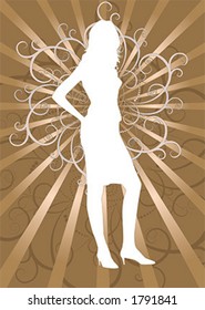 Young female silhouette - vector