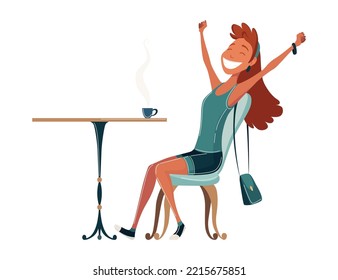 Young female are sitting at table in cafe. Meeting women in public place, having tea or coffee in restaurant, conversation. Spending time together at coffee break