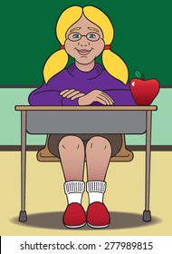 Young female student eager to make good impression on teacher