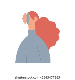 Young female taking off mask. Mental health problems, detachment and depression. Modern flat vector illustration