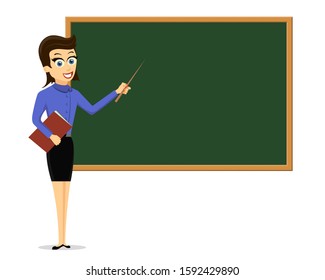 Female Teacher Classroom Teaching Lesson Pointing Stock Vector (Royalty ...