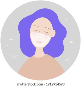Young female wearing face mask protective medical mask with style. Woman medical equipment during coronavirus epidemic pandemic. Health protection prevention lifestyle. Cute minimal flat illustration.
