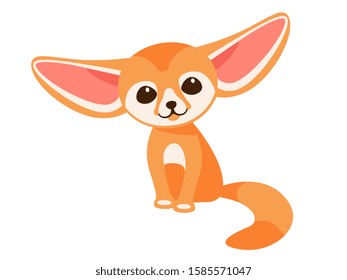 young fennec fox sits with ears apart
