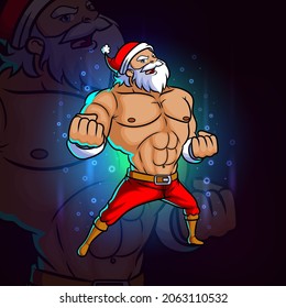 The young fighter santa stick esport mascot design of illustration