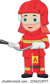 Young Firefighter Cartoon On White Background Stock Vector (Royalty ...