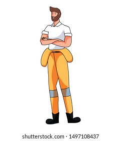 young firefighter worker avatar character