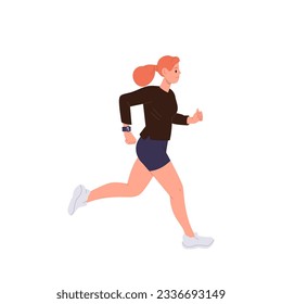 Young fitness athletic woman character jogging doing morning run enjoying active healthy lifestyle
