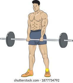 young fitness man lifting weights	