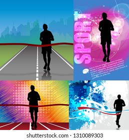 Young fitness runner - vector illustration