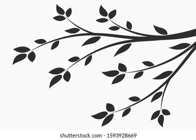 Young Flowering Tree Sapling Silhouette Branch Stock Vector (Royalty ...