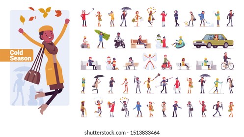 Young folks big bundle character set. Active people of nice appearance wearing modern clothing enjoying youth life in sport and music. Vector flat style cartoon illustration isolated, white background