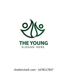 The Young Foundation Logo. In Two People Shape And Green Color. Youth Center Study Activity. Youth Community Collaboration. Young Youth Logo Design