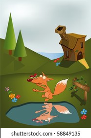 Young fox and ladybird adventures