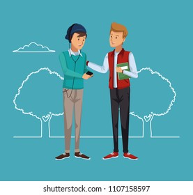 Young friends cartoon