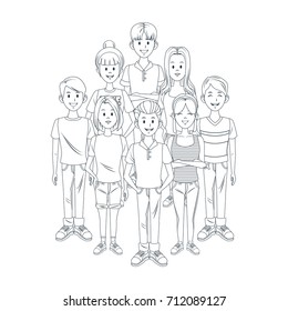 Young friends cartoon