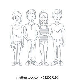 Young friends cartoon